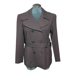 Jonathan Michael Belted Pea Coat Sz 6 Gray Double Breasted Long Sleeve Classic